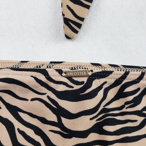 Hollister Animal Print Bikini Womens Medium Tan Two Piece Cheeky Bottom Swimsuit - Picture 7 of 15